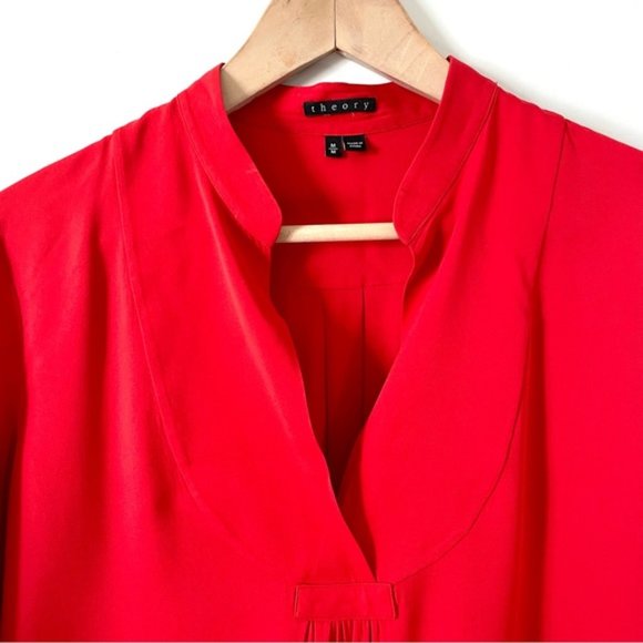 Theory 100% Silk Red Blouse - Picture 3 of 8